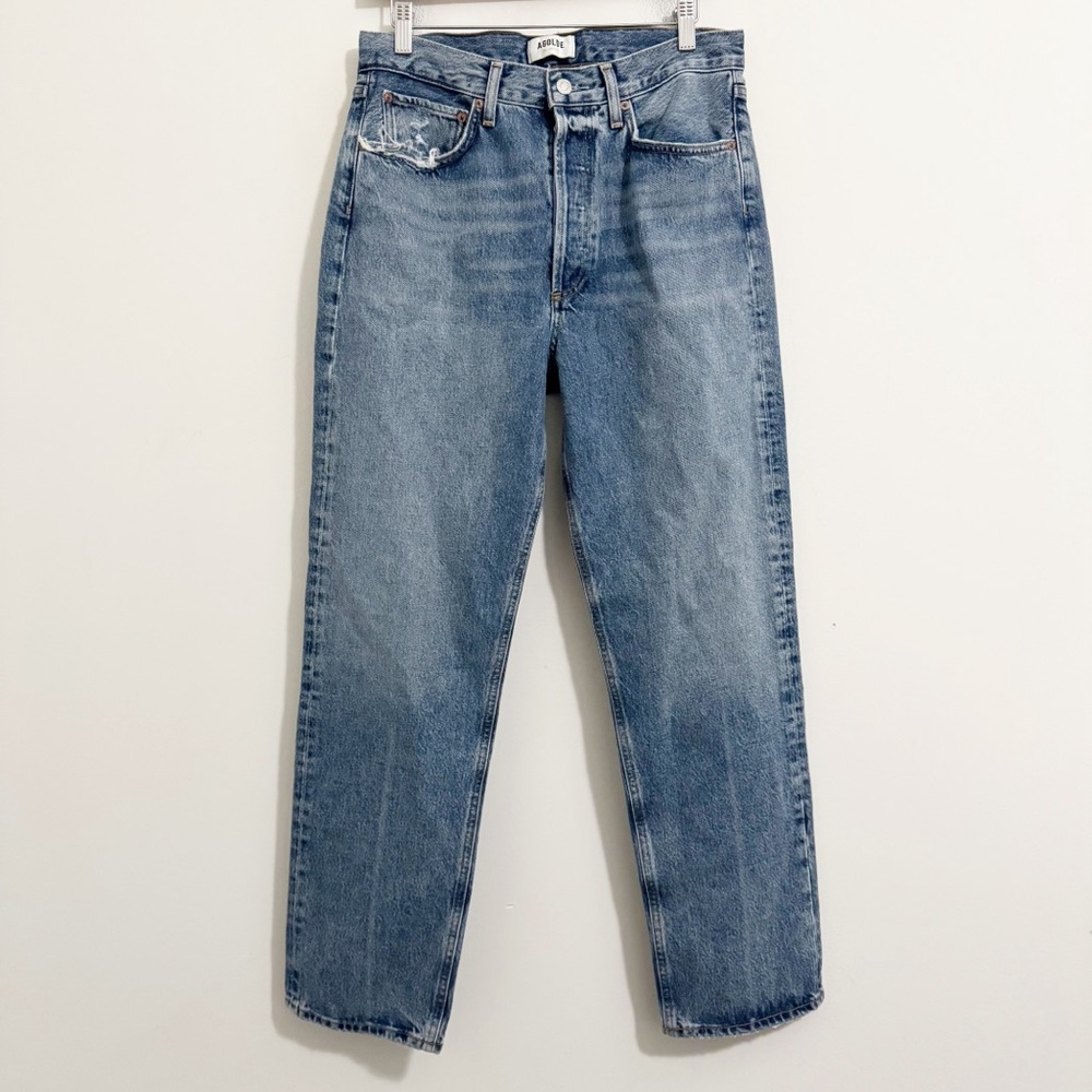 Agolde Light Blue High-Rise Straight Jeans